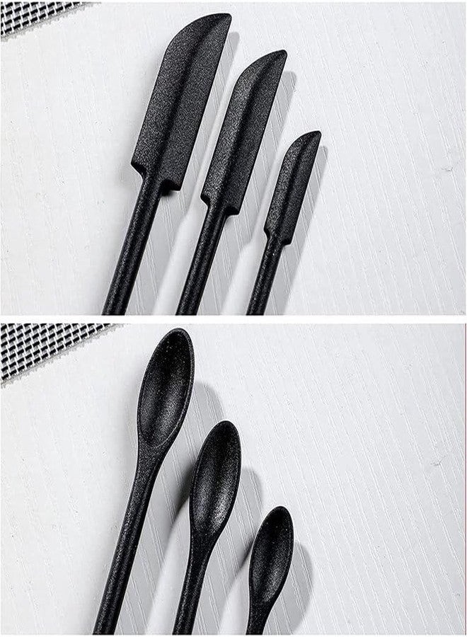 Onprix 2 in 1 Mini Silicone Spatula Spoon Last Drop Bottle Scraper for Jar Cosmetic Tool Kitchen Accessories (Black Color, 3 Pcs) - Image 2